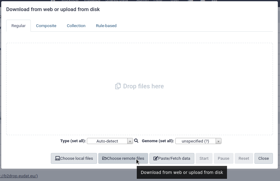 Upload box with the remote files button